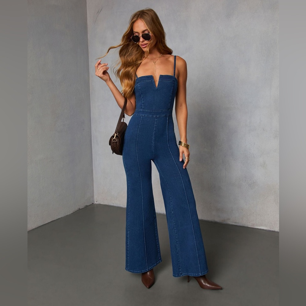 Vici So Mila Denim Flare Jumpsuit